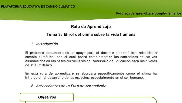 Experiencia de aprendizaje «El rol del clima sobre la vida humana»