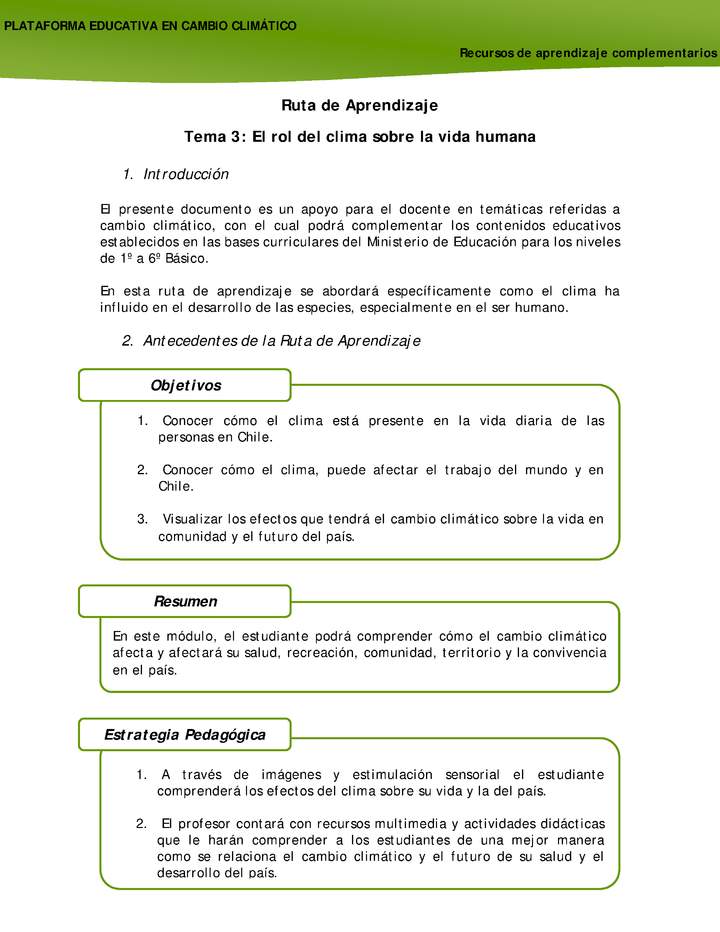 Experiencia de aprendizaje «El rol del clima sobre la vida humana»