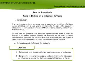 Experiencia de aprendizaje «El Clima en la Historia de la Tierra»