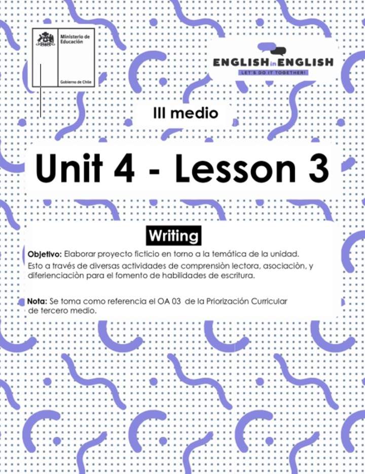 Inglés 3° Medio Unidad 4 - Lesson 3