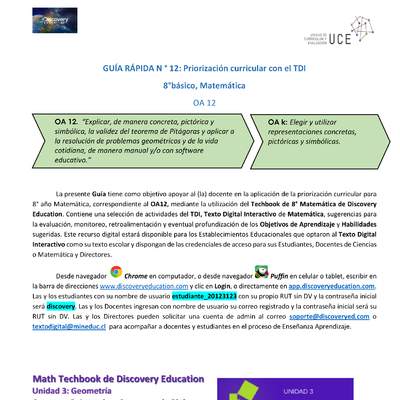 Guía rápida N°12 Priorización matemática OA 12