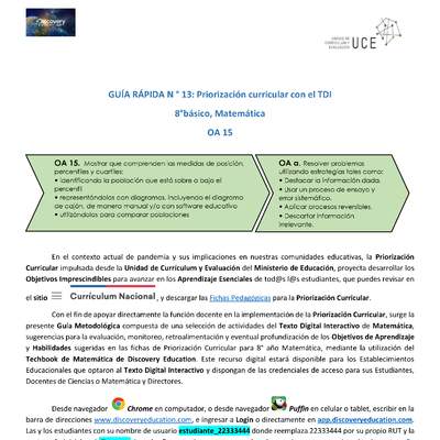 Guía rápida N°13 Priorización matemática OA 15