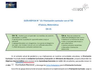 Guía rápida N°13 Priorización matemática OA 15