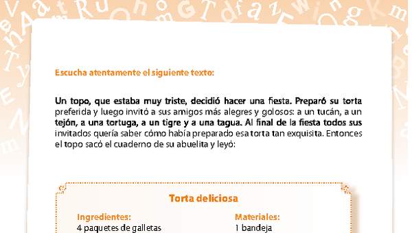 Texto receta