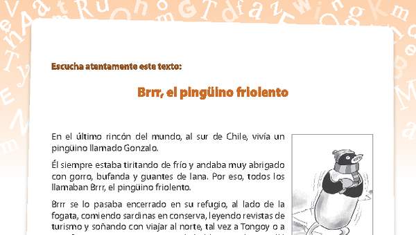 Comprensión de lectura El pingüino