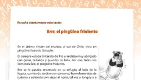 Comprensión de lectura El pingüino