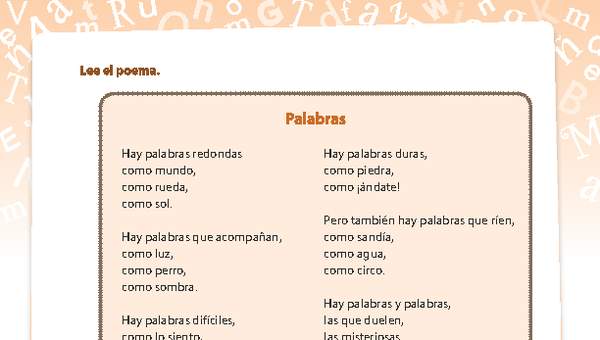 Poema las palabras