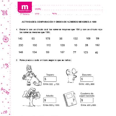 Comparación y orden de números menores a 1000