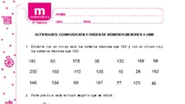 Comparación y orden de números menores a 1000