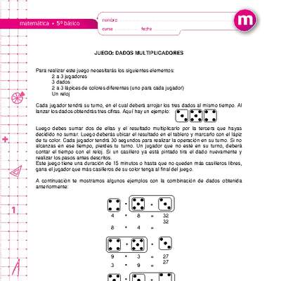 Juego: dados multiplicadores