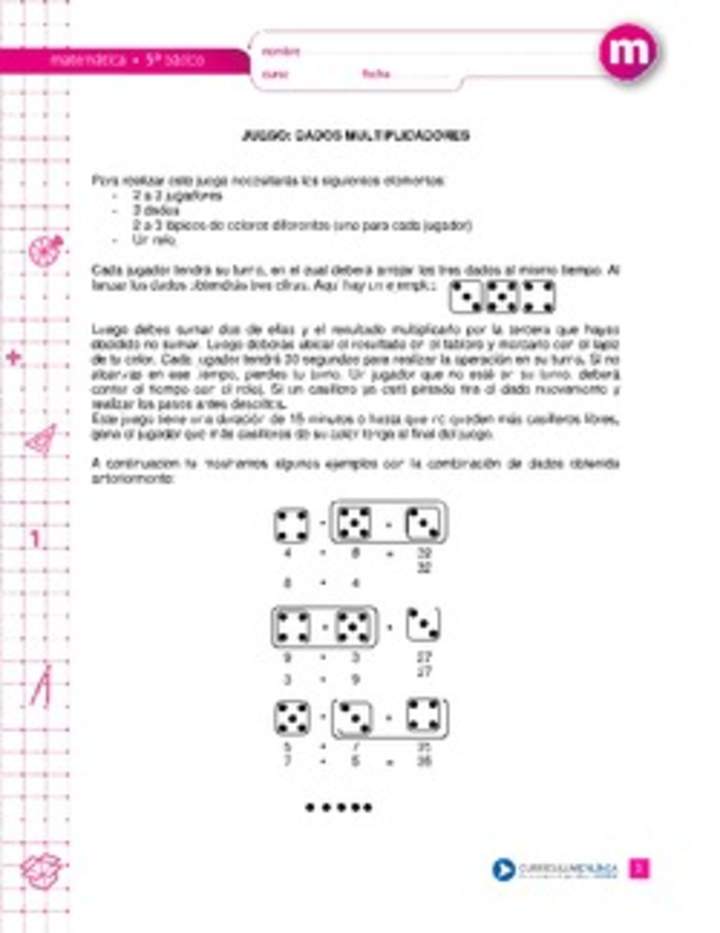 Juego: dados multiplicadores