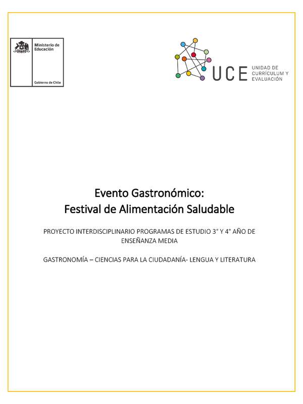 Proyecto interdisciplinario: Evento Gastronómico: Festival de Alimentación Saludable