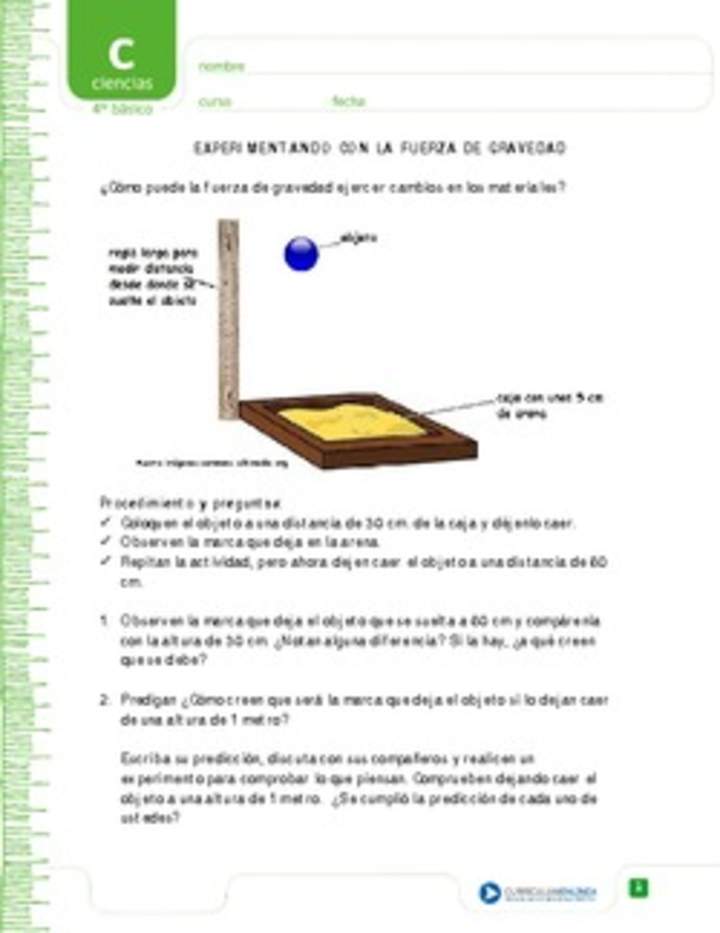 Efecto gravedad sobre objetos