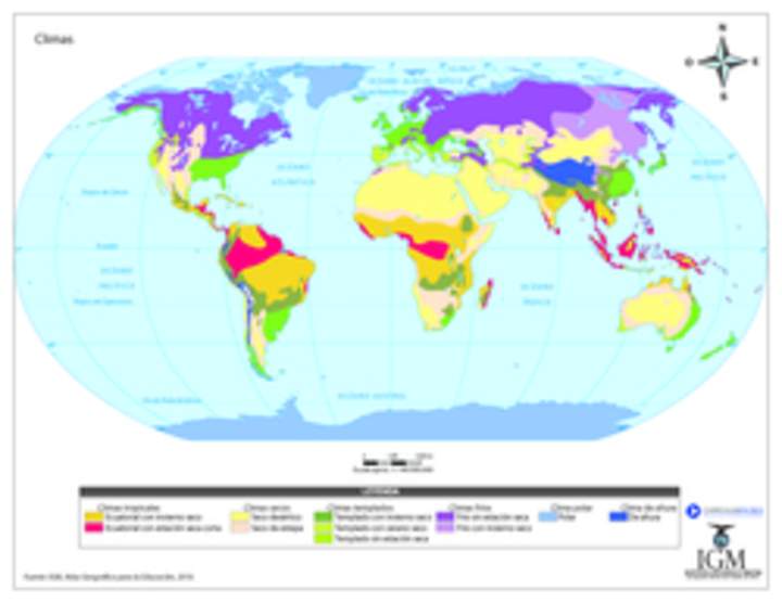 Mapa con los climas del mundo