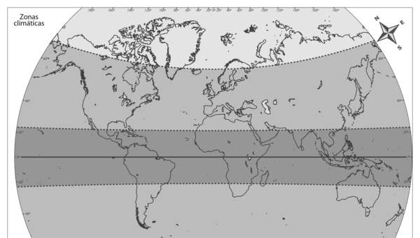 Mapa del mundo con las zonas climáticas