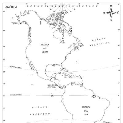 Mapa de América con su divisón regional