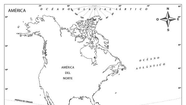 Mapa de América con su divisón regional