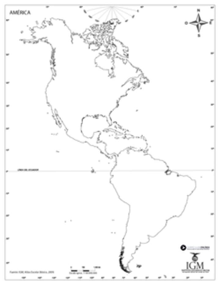 Mapa de América mudo