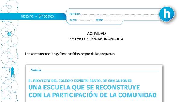 Actividad sobre la reconstrucción de una escuela