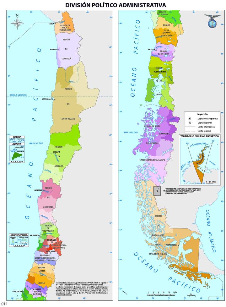 Mapa división política de Chile