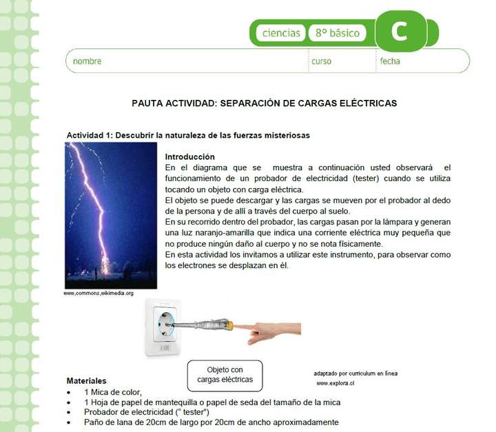 Separación de cargas eléctricas