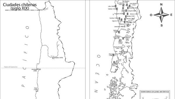 Mapa ciudades de Chile siglo XIX