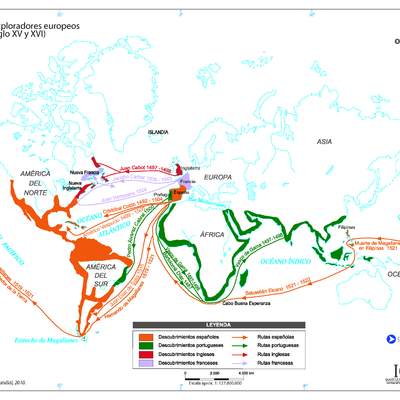 Rutas de exploradores europeos (siglo XV y XVI)