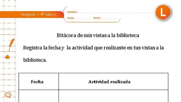 Bitácora de mis visitas a la biblioteca