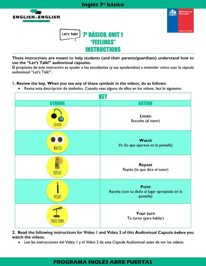 Cápsula Audiovisual 7° básico Unidad 1 - Feelings