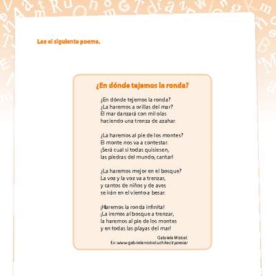 Poema ¿En dónde tejemos la ronda?