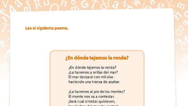 Poema ¿En dónde tejemos la ronda?