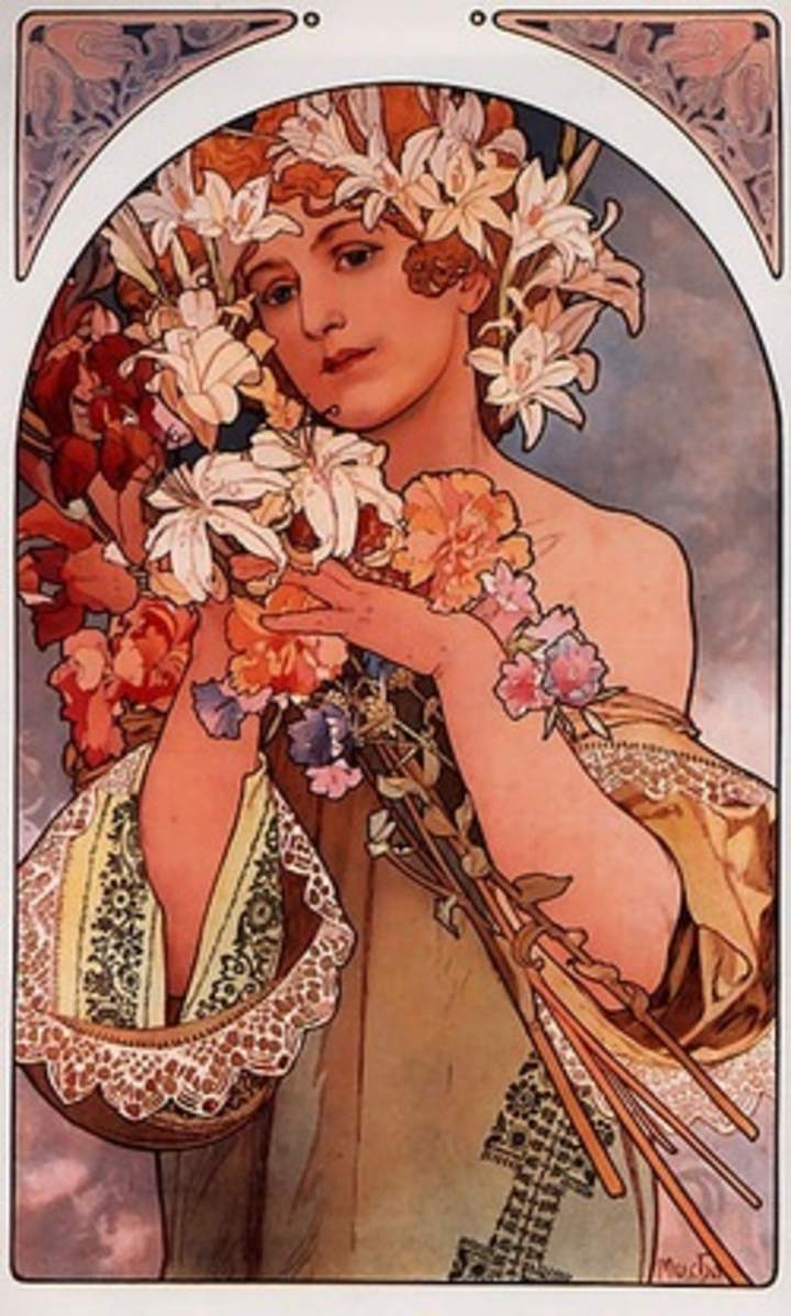 Ilustración: Muchacha con flores