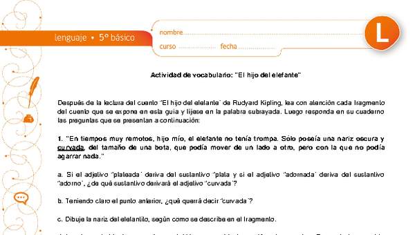 Vocabulario "El hijo del elefante"