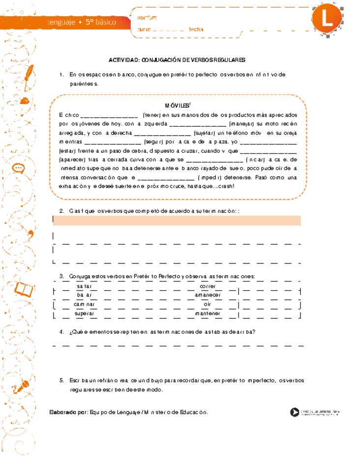 Conjugación de verbos regulares