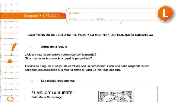Comprensión de lectura: "El viejo y la muerte", de Félix María Samaniego