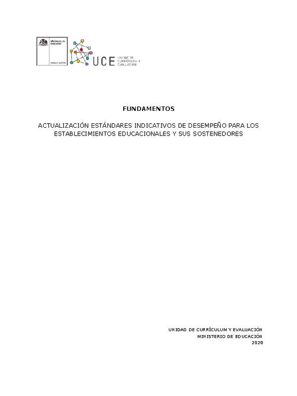 Fundamentos de Estándares Indicativos de Desempeño para Establecimientos de Educación Básica y Media (Vigente)