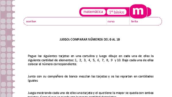 Comparar números del 0 al 10