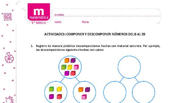 Componer y descomponer cantidad de elementos del 0 al 20