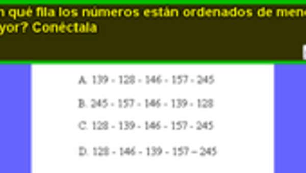 Ordenar números menores a mil, de menor a mayor