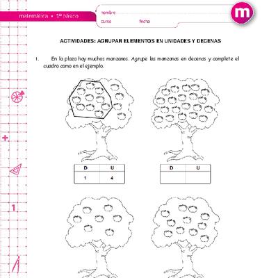 Agrupar elementos en unidades y decenas