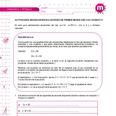 Resolviendo ecuaciones de primer grado con una incógnita