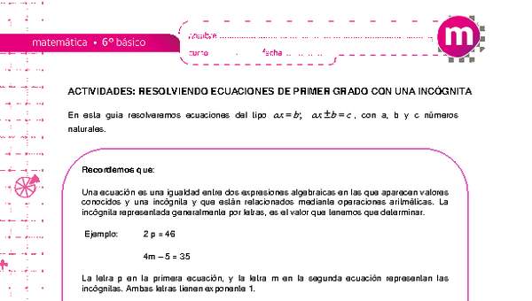 Resolviendo ecuaciones de primer grado con una incógnita