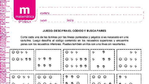 Juego: descifra el código y busca pares