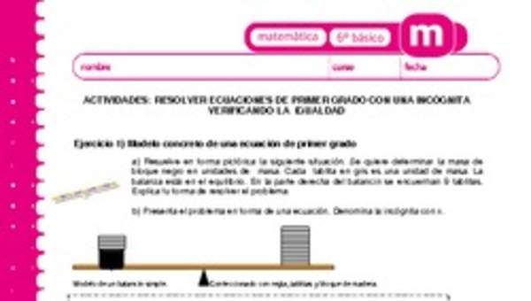 Resolver ecuaciones de primer grado con una incógnita verificando la igualdad