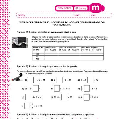 Verificar soluciones de ecuaciones de primer grado con una incógnita