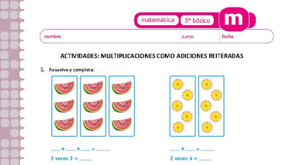 Multiplicaciones como adiciones reiteradas