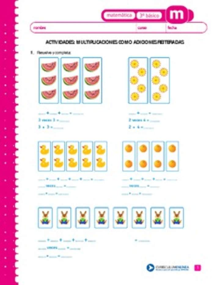 Multiplicaciones Como Adiciones Reiteradas Curriculum Nacional Mineduc Chile