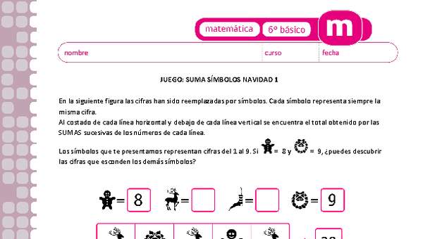 Juego: suma símbolos navidad 1