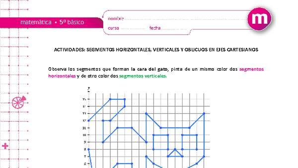 Segmentos horizontales, verticales y oblicuos en ejes cartesianos