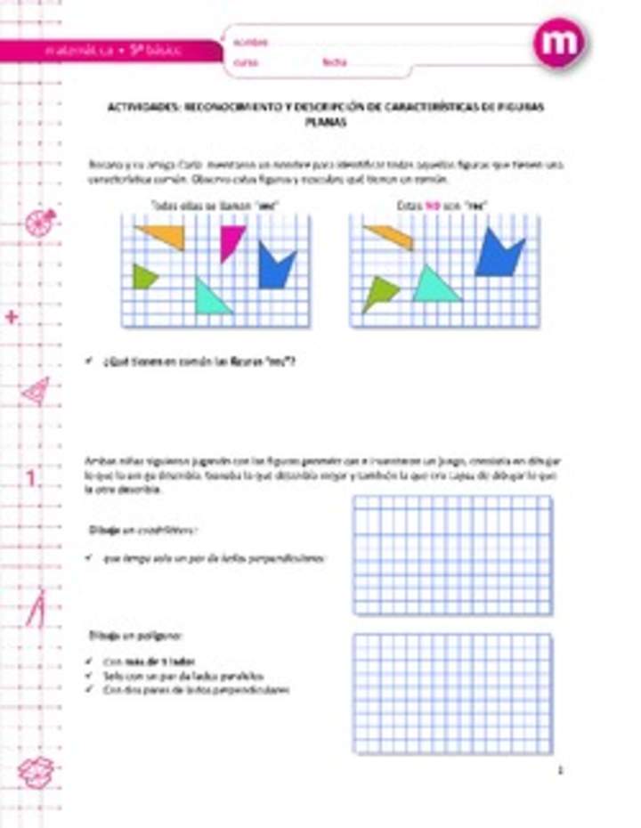 Reconocimiento y descripción de características de figuras planas